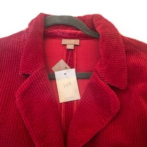 NWT J JIll Red Corduroy Velvet Boyfriend 3 Button Collar Pockets 2X- SOLD 12/17
